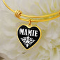 Mamie v01w - 18k Gold Finished Heart Pendant Bangle Bracelet
