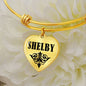 Shelby v01 - 18k Gold Finished Heart Pendant Bangle Bracelet