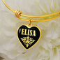 Elisa v02 - 18k Gold Finished Heart Pendant Bangle Bracelet