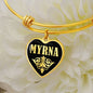 Myrna v02 - 18k Gold Finished Heart Pendant Bangle Bracelet