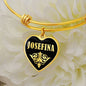 Josefina v02 - 18k Gold Finished Heart Pendant Bangle Bracelet