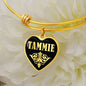 Tammie v02 - 18k Gold Finished Heart Pendant Bangle Bracelet