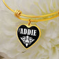 Addie v03 - 18k Gold Finished Heart Pendant Bangle Bracelet