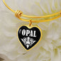 Opal v01w - 18k Gold Finished Heart Pendant Bangle Bracelet