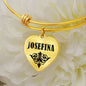 Josefina v01 - 18k Gold Finished Heart Pendant Bangle Bracelet