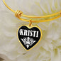 Kristi v01w - 18k Gold Finished Heart Pendant Bangle Bracelet