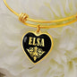 Elsa v02 - 18k Gold Finished Heart Pendant Bangle Bracelet