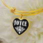 Joyce v01w - 18k Gold Finished Heart Pendant Bangle Bracelet