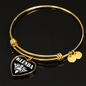 Glenda v01w - 18k Gold Finished Heart Pendant Bangle Bracelet