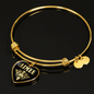 Aimee v02 - 18k Gold Finished Heart Pendant Bangle Bracelet