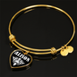 Alison v01w - 18k Gold Finished Heart Pendant Bangle Bracelet
