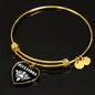 Alexandra v01w - 18k Gold Finished Heart Pendant Bangle Bracelet