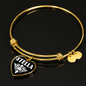 Stella v01w - 18k Gold Finished Heart Pendant Bangle Bracelet