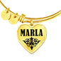 Marla v01 - 18k Gold Finished Heart Pendant Bangle Bracelet