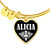 Alicia v01w - 18k Gold Finished Heart Pendant Bangle Bracelet