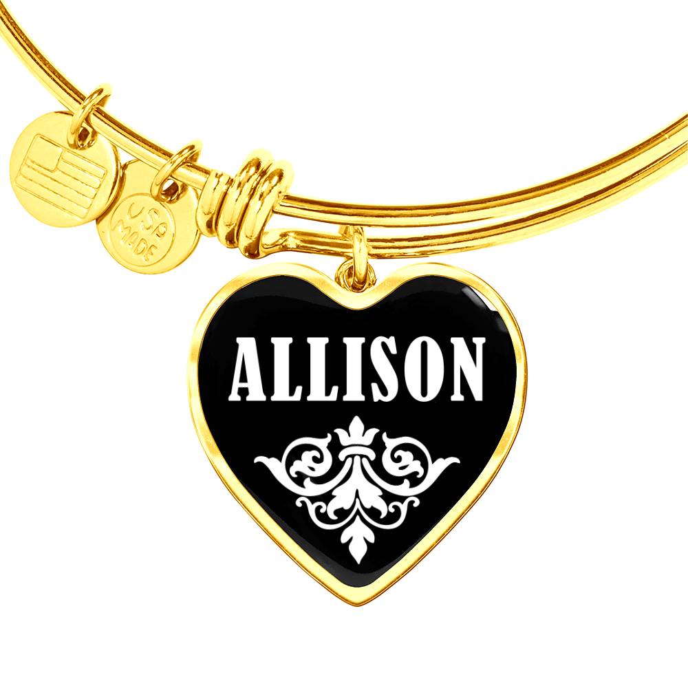 Allison v01w - 18k Gold Finished Heart Pendant Bangle Bracelet