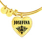 Josefina v01 - 18k Gold Finished Heart Pendant Bangle Bracelet