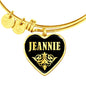 Jeannie v02 - 18k Gold Finished Heart Pendant Bangle Bracelet