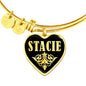Stacie v02 - 18k Gold Finished Heart Pendant Bangle Bracelet