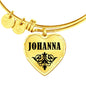 Johanna v01 - 18k Gold Finished Heart Pendant Bangle Bracelet