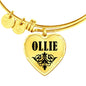 Ollie v01 - 18k Gold Finished Heart Pendant Bangle Bracelet