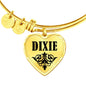Dixie v01 - 18k Gold Finished Heart Pendant Bangle Bracelet