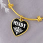 Mindy v03 - 18k Gold Finished Heart Pendant Bangle Bracelet