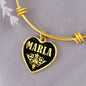 Marla v02 - 18k Gold Finished Heart Pendant Bangle Bracelet