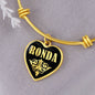 Ronda v02 - 18k Gold Finished Heart Pendant Bangle Bracelet