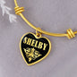 Shelby v02 - 18k Gold Finished Heart Pendant Bangle Bracelet