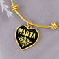 Marta v02 - 18k Gold Finished Heart Pendant Bangle Bracelet