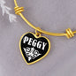 Peggy v01w - 18k Gold Finished Heart Pendant Bangle Bracelet