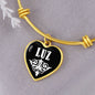 Luz v01w - 18k Gold Finished Heart Pendant Bangle Bracelet