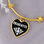 Charlotte v01w - 18k Gold Finished Heart Pendant Bangle Bracelet