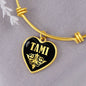 Tami v02 - 18k Gold Finished Heart Pendant Bangle Bracelet