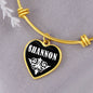 Shannon v01w - 18k Gold Finished Heart Pendant Bangle Bracelet