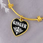 Ginger v03 - 18k Gold Finished Heart Pendant Bangle Bracelet