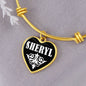Sheryl v01w - 18k Gold Finished Heart Pendant Bangle Bracelet
