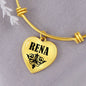 Rena v01 - 18k Gold Finished Heart Pendant Bangle Bracelet