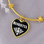 Henrietta v03 - 18k Gold Finished Heart Pendant Bangle Bracelet