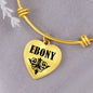 Ebony v01 - 18k Gold Finished Heart Pendant Bangle Bracelet