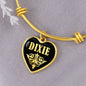 Dixie v02 - 18k Gold Finished Heart Pendant Bangle Bracelet