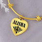 Alisha v01 - 18k Gold Finished Heart Pendant Bangle Bracelet