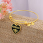 Adriana v02 - 18k Gold Finished Heart Pendant Bangle Bracelet