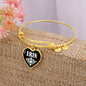 Erin v01w - 18k Gold Finished Heart Pendant Bangle Bracelet