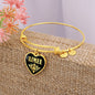 Aimee v02 - 18k Gold Finished Heart Pendant Bangle Bracelet
