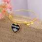 Stephanie v01w - 18k Gold Finished Heart Pendant Bangle Bracelet