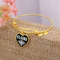 Claire v01w - 18k Gold Finished Heart Pendant Bangle Bracelet