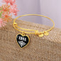 Edna v01w - 18k Gold Finished Heart Pendant Bangle Bracelet