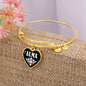 Alma v01w - 18k Gold Finished Heart Pendant Bangle Bracelet